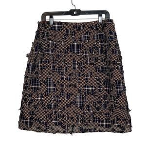 Sevier Skirts Brown White Polka Dot Blue Red Plaid Patch Skirt